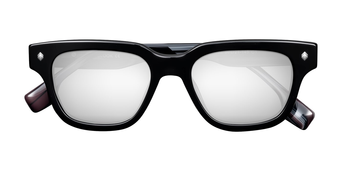 Jensen - Black/Gray Striped Flash Mirrored Sunglasses