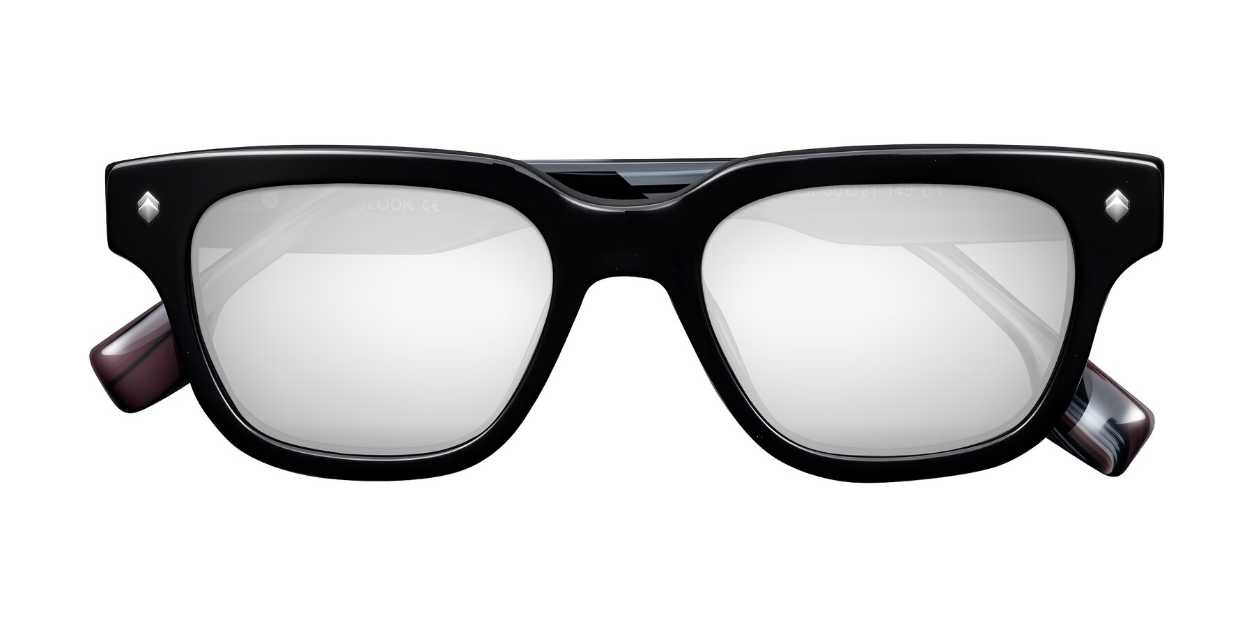 Folded Front of Jensen in Black/Gray Striped with Silver Mirrored Lenses