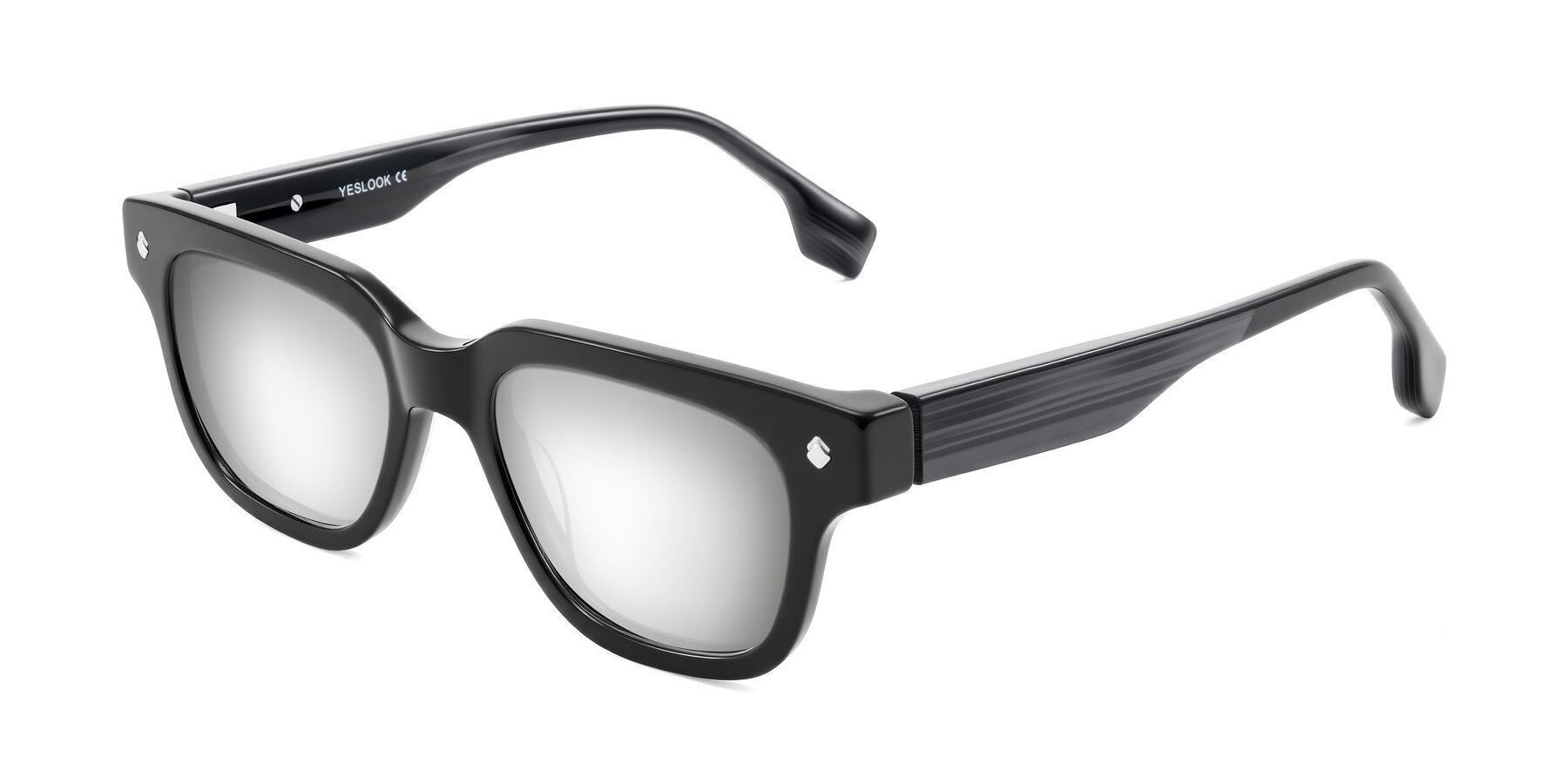 Angle of Jensen in Black/Gray Striped with Silver Mirrored Lenses