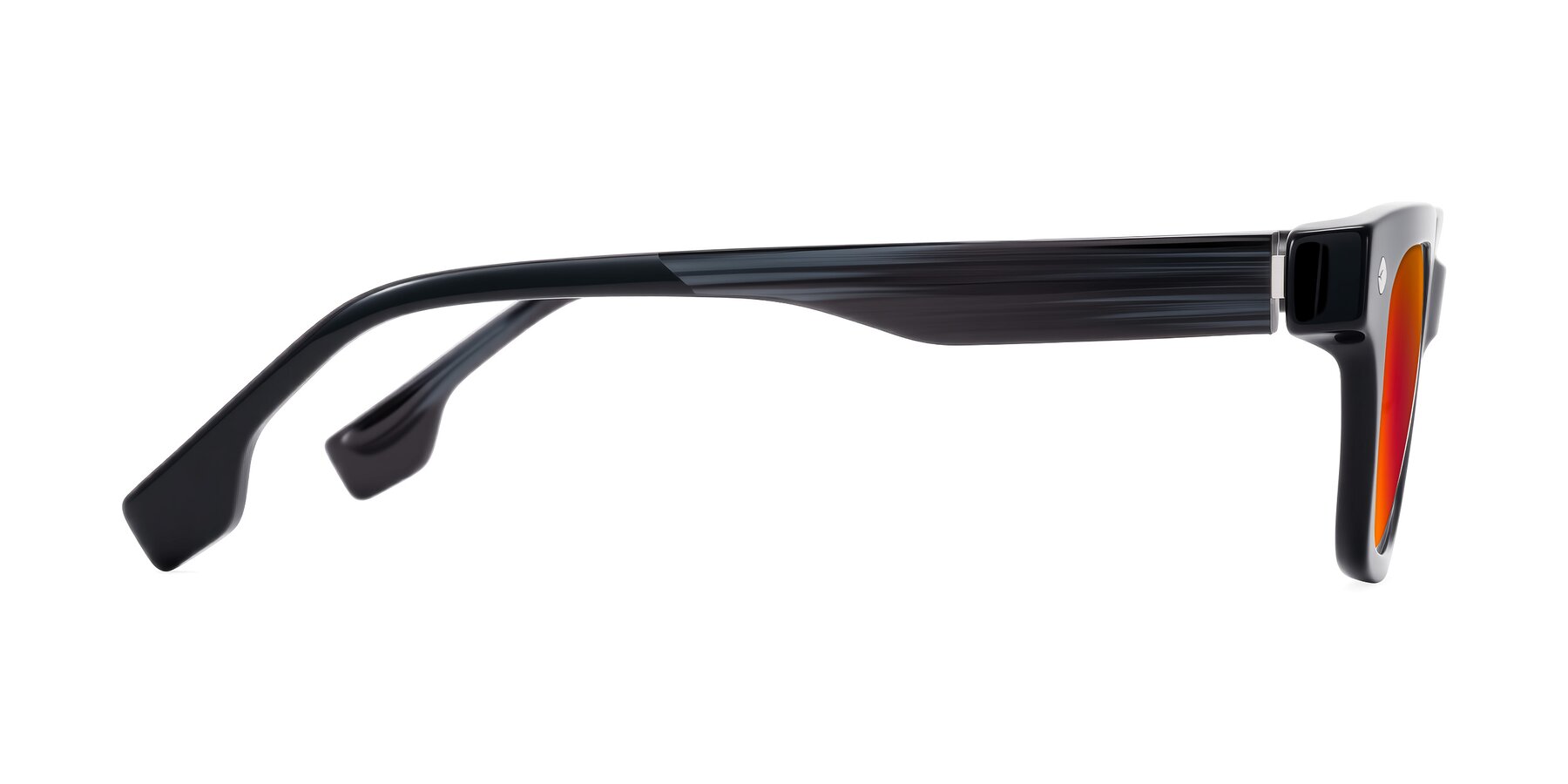 Side of Jensen in Black/Gray Striped with Red Gold Mirrored Lenses