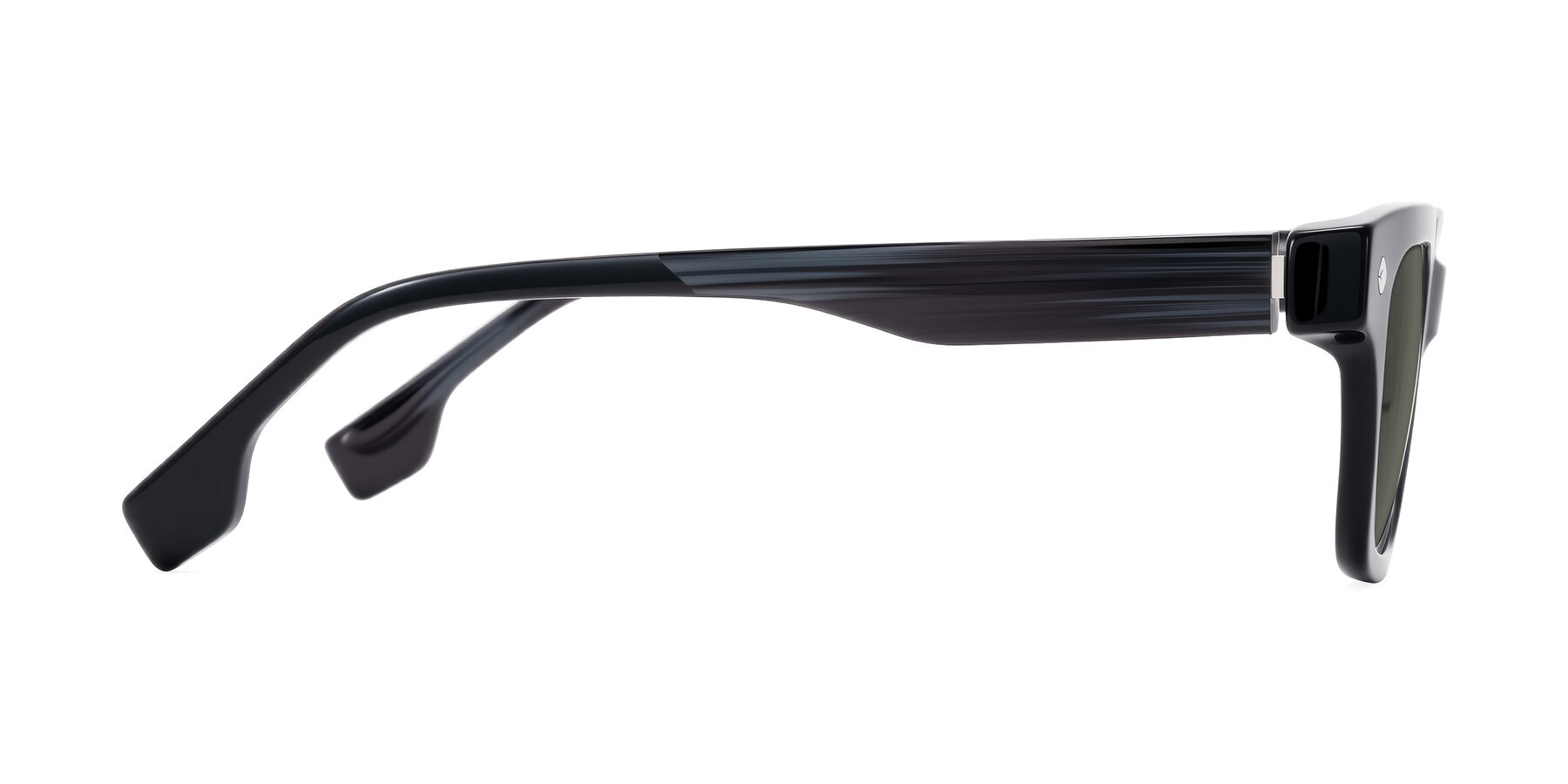 Side of Jensen in Black/Gray Striped with Gray Polarized Lenses