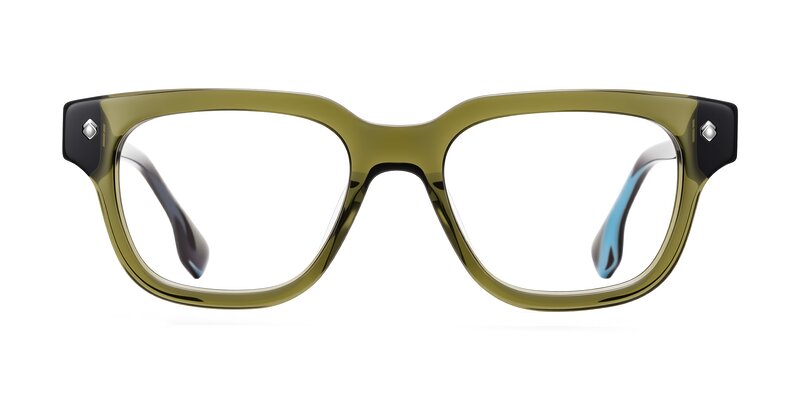 Jensen - Moss Green/Light Blue Striped Eyeglasses