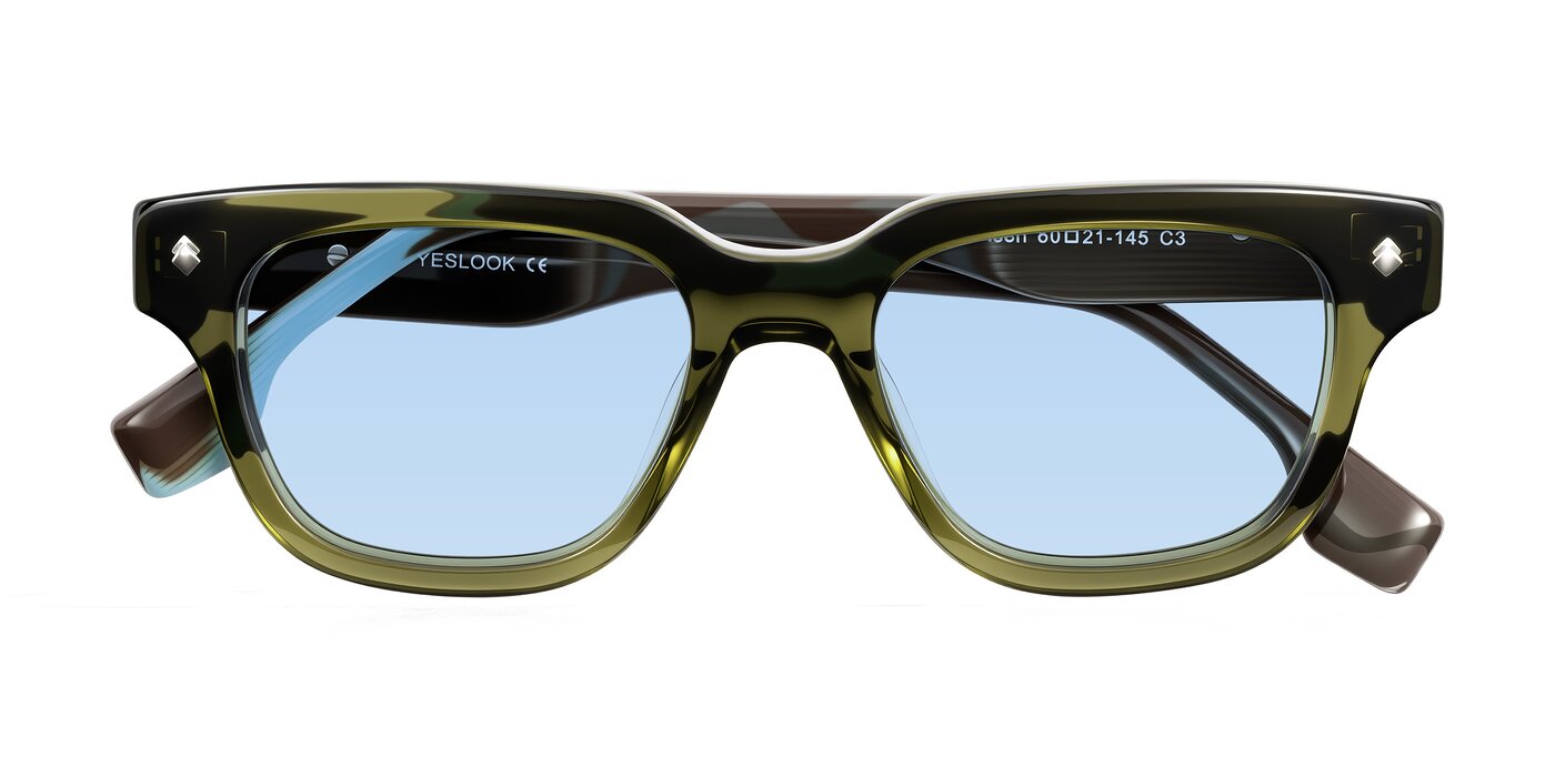 Jensen - Moss Green/Light Blue Striped Tinted Sunglasses