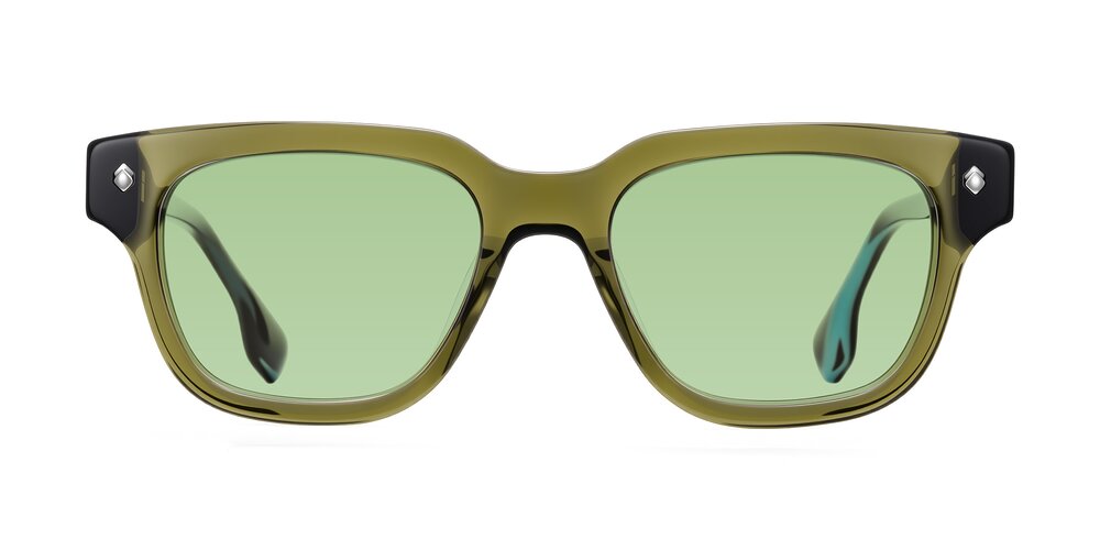 Jensen - Moss Green/Light Blue Striped Tinted Sunglasses