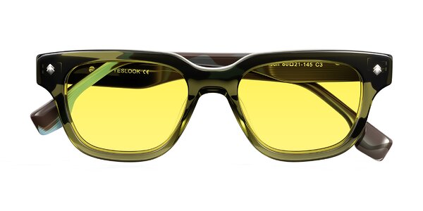 Front of Jensen in Moss Green/Light Blue Striped