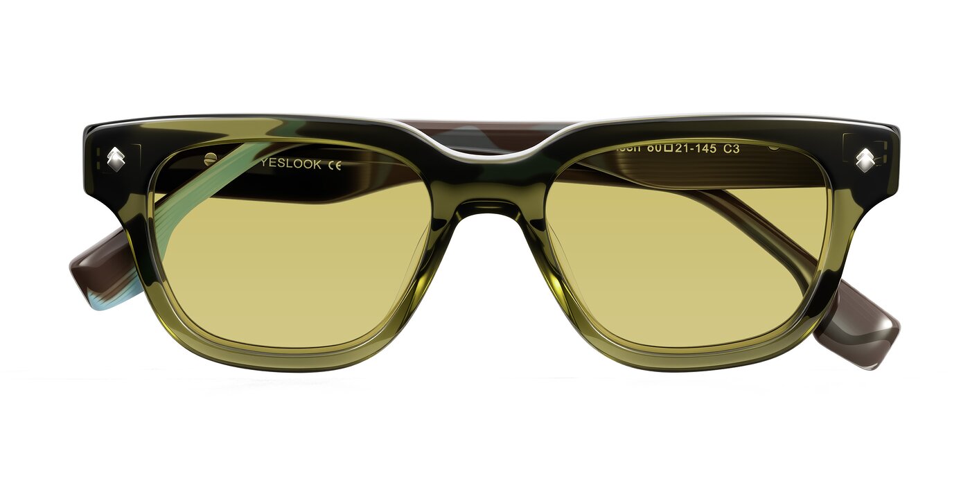 Jensen - Moss Green/Light Blue Striped Tinted Sunglasses