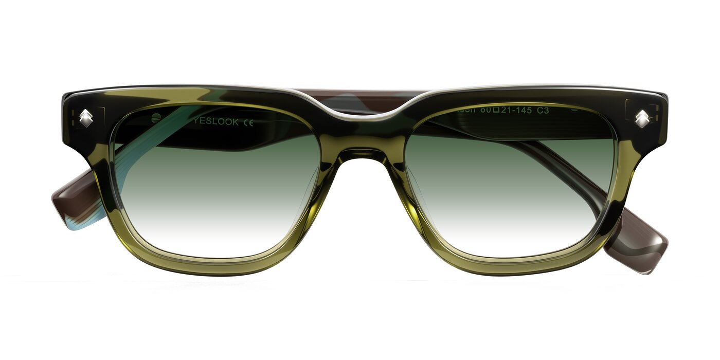 Jensen - Moss Green/Light Blue Striped Gradient Sunglasses