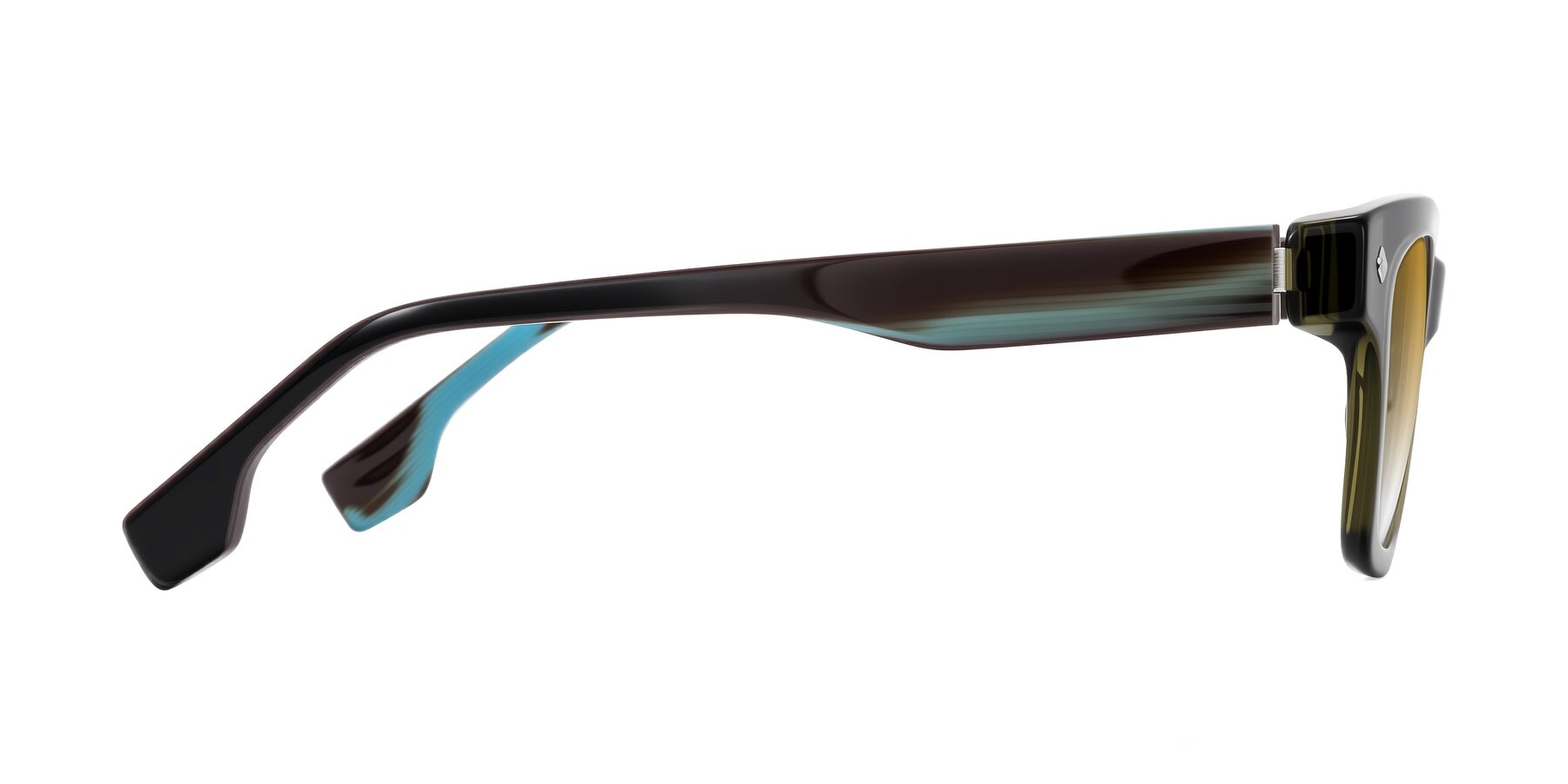Side of Jensen in Moss Green/Light Blue Striped with Champagne Gradient Lenses