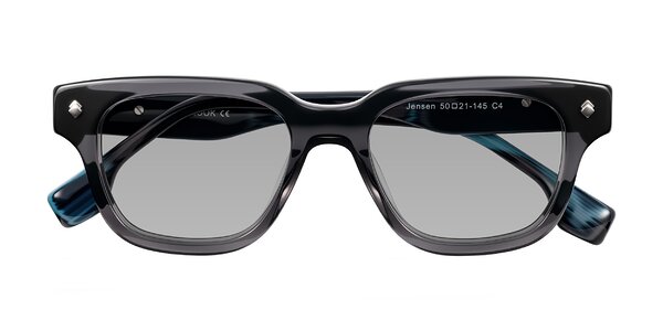 Front of Jensen in Gray/Blue Striped