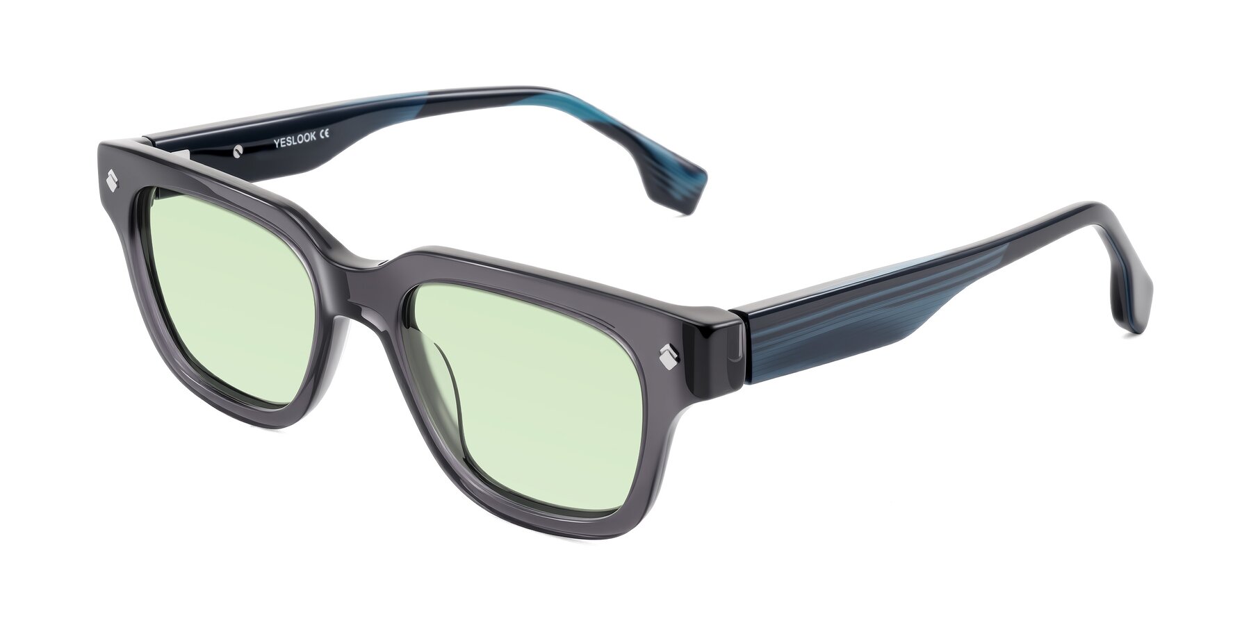 Angle of Jensen in Gray/Blue Striped with Light Green Tinted Lenses