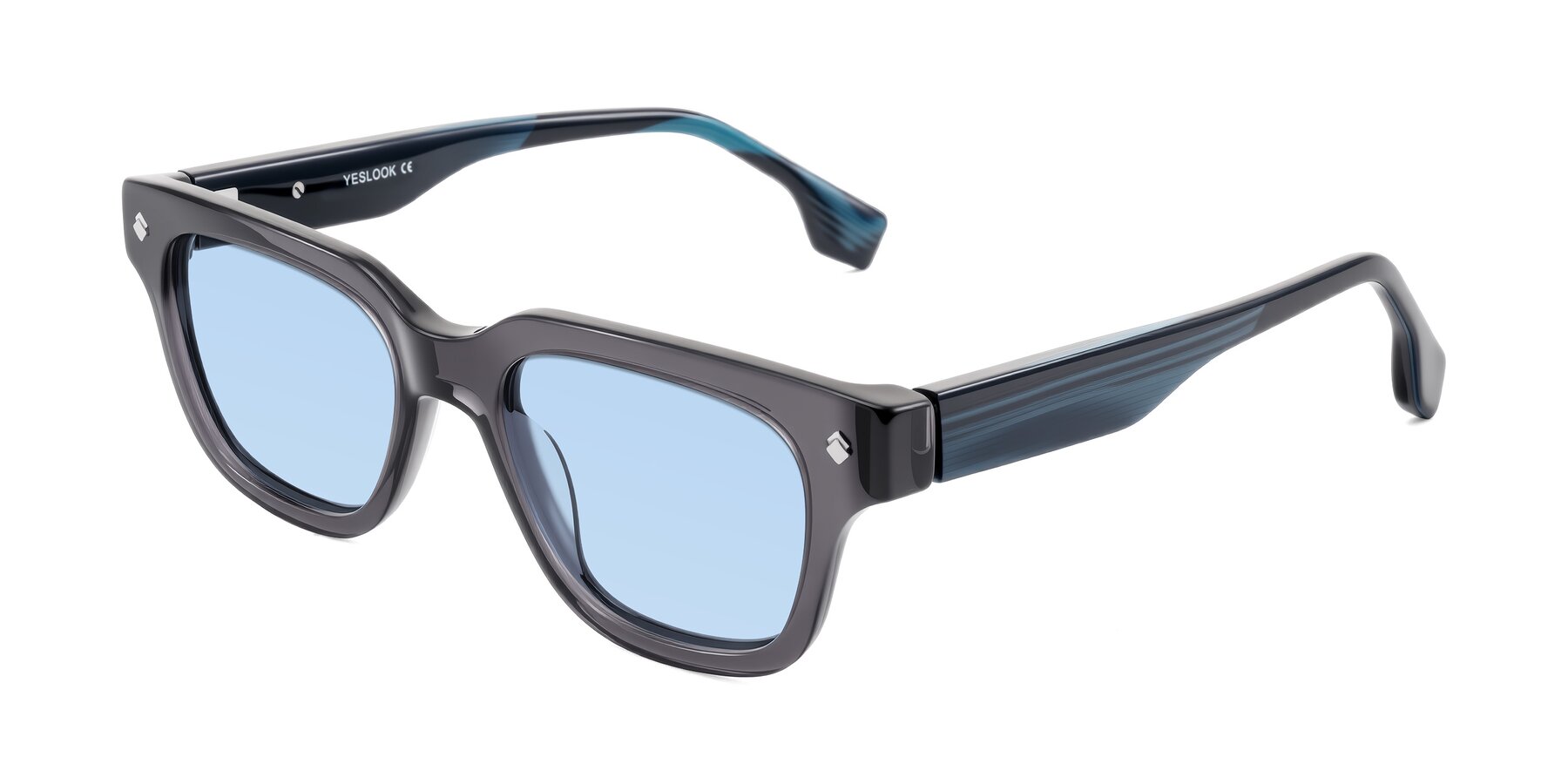 Angle of Jensen in Gray/Blue Striped with Light Blue Tinted Lenses