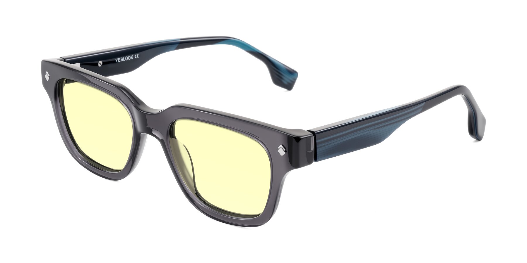 Angle of Jensen in Gray/Blue Striped with Light Yellow Tinted Lenses