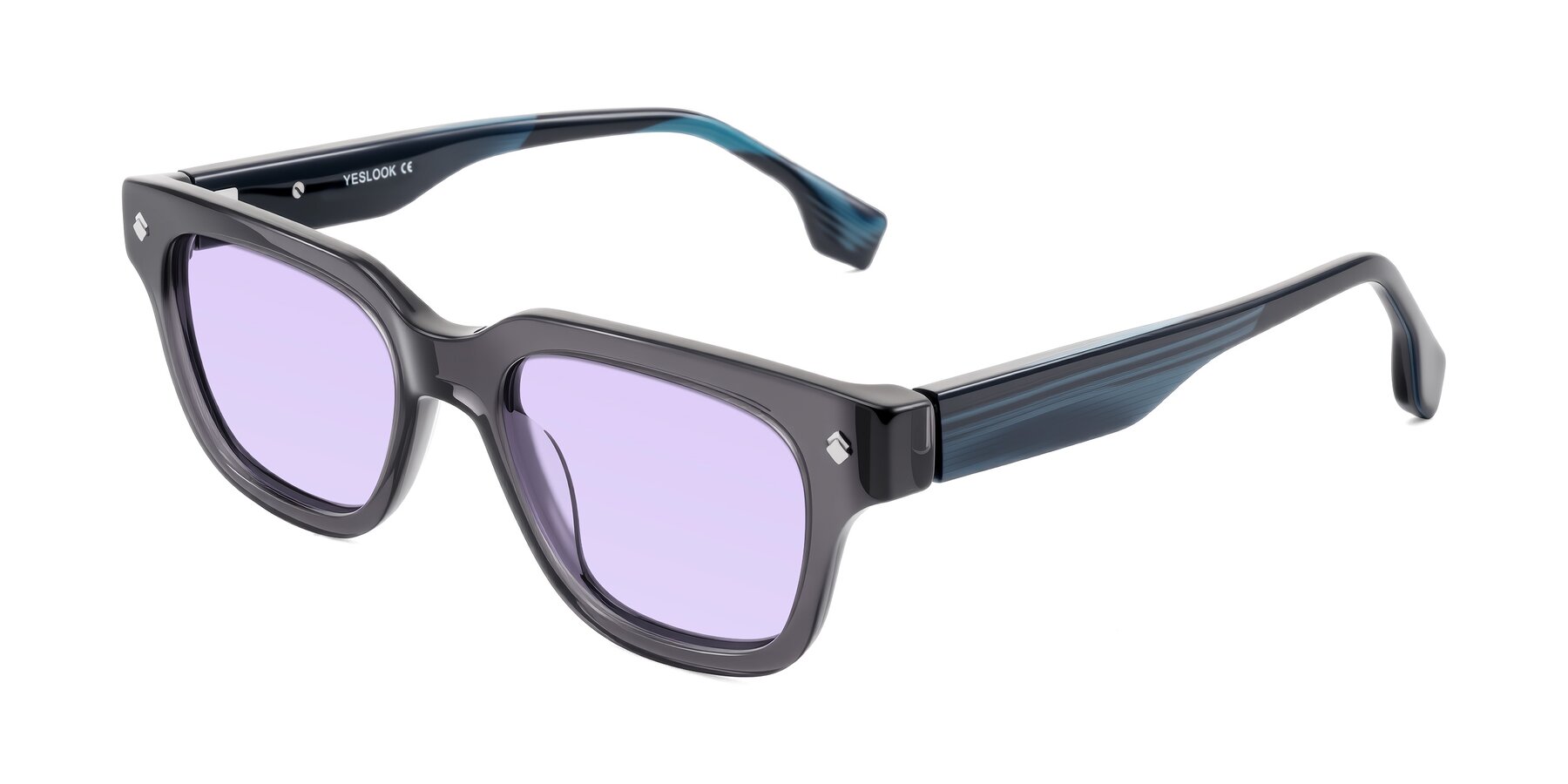 Angle of Jensen in Gray/Blue Striped with Light Purple Tinted Lenses