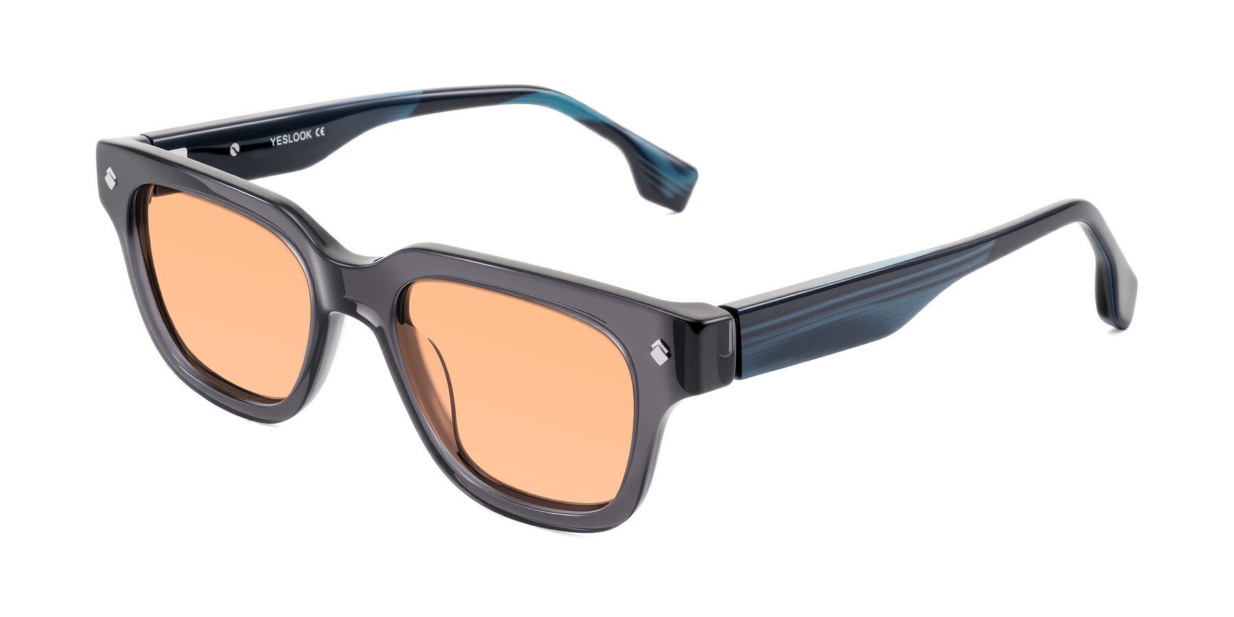 Angle of Jensen in Gray/Blue Striped with Light Orange Tinted Lenses