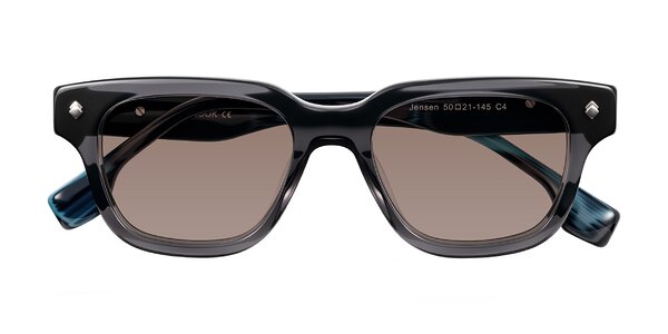 Front of Jensen in Gray/Blue Striped