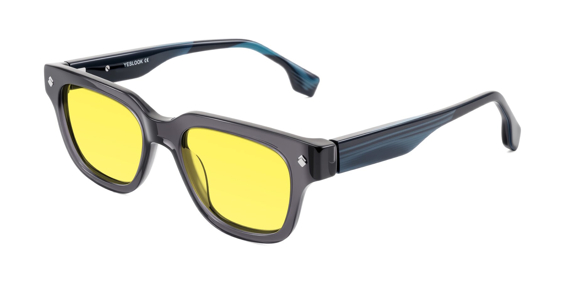 Angle of Jensen in Gray/Blue Striped with Medium Yellow Tinted Lenses