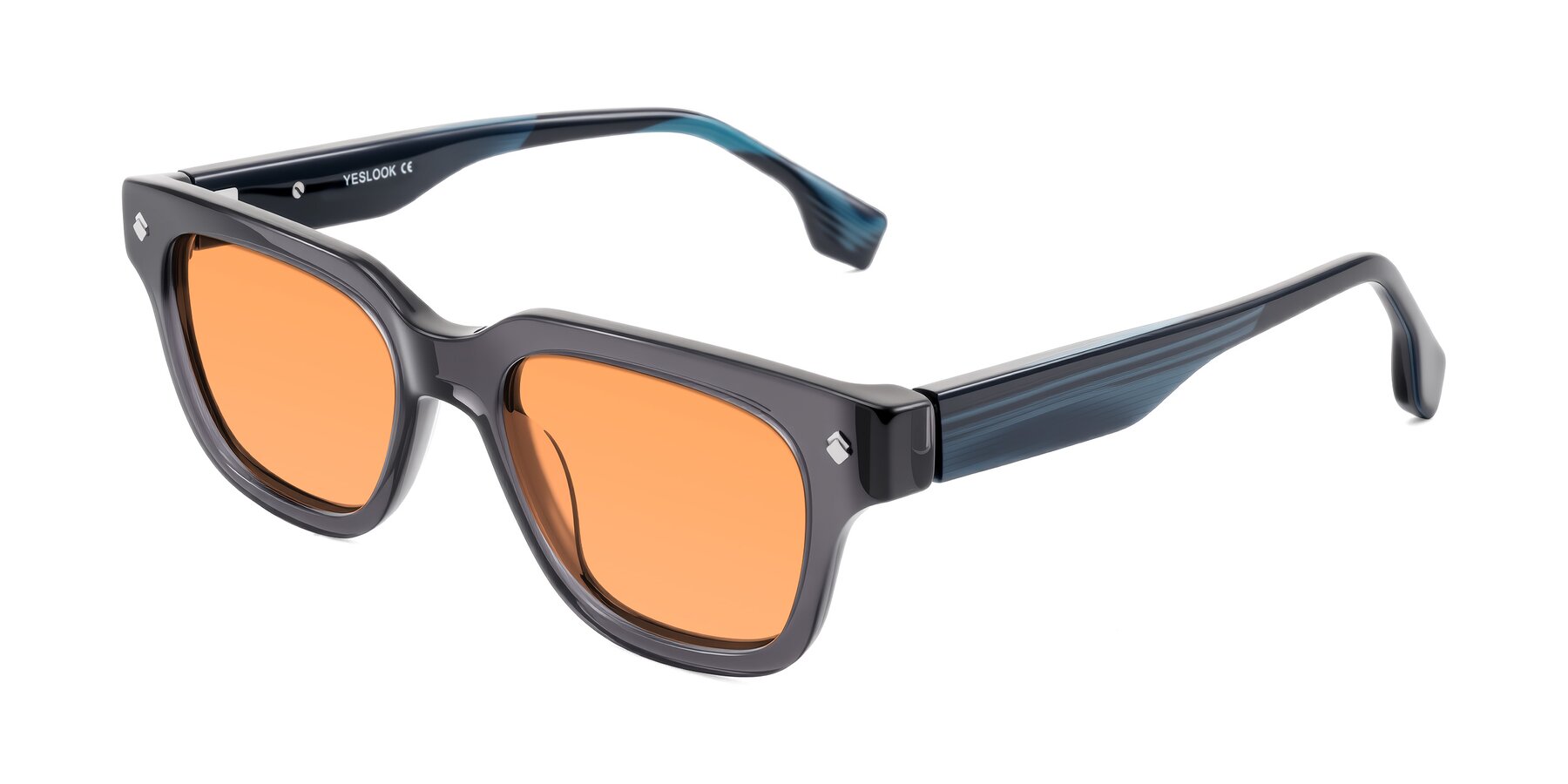 Angle of Jensen in Gray/Blue Striped with Medium Orange Tinted Lenses