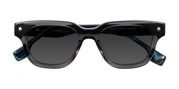 Front of Jensen in Gray/Blue Striped