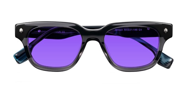 Front of Jensen in Gray/Blue Striped