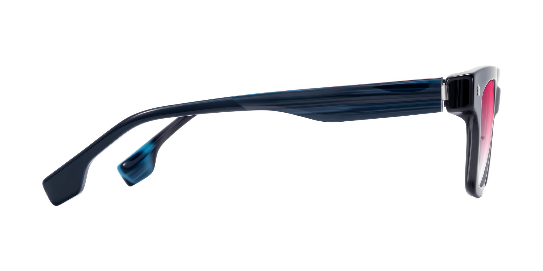 Side of Jensen in Gray/Blue Striped with Pink Gradient Lenses