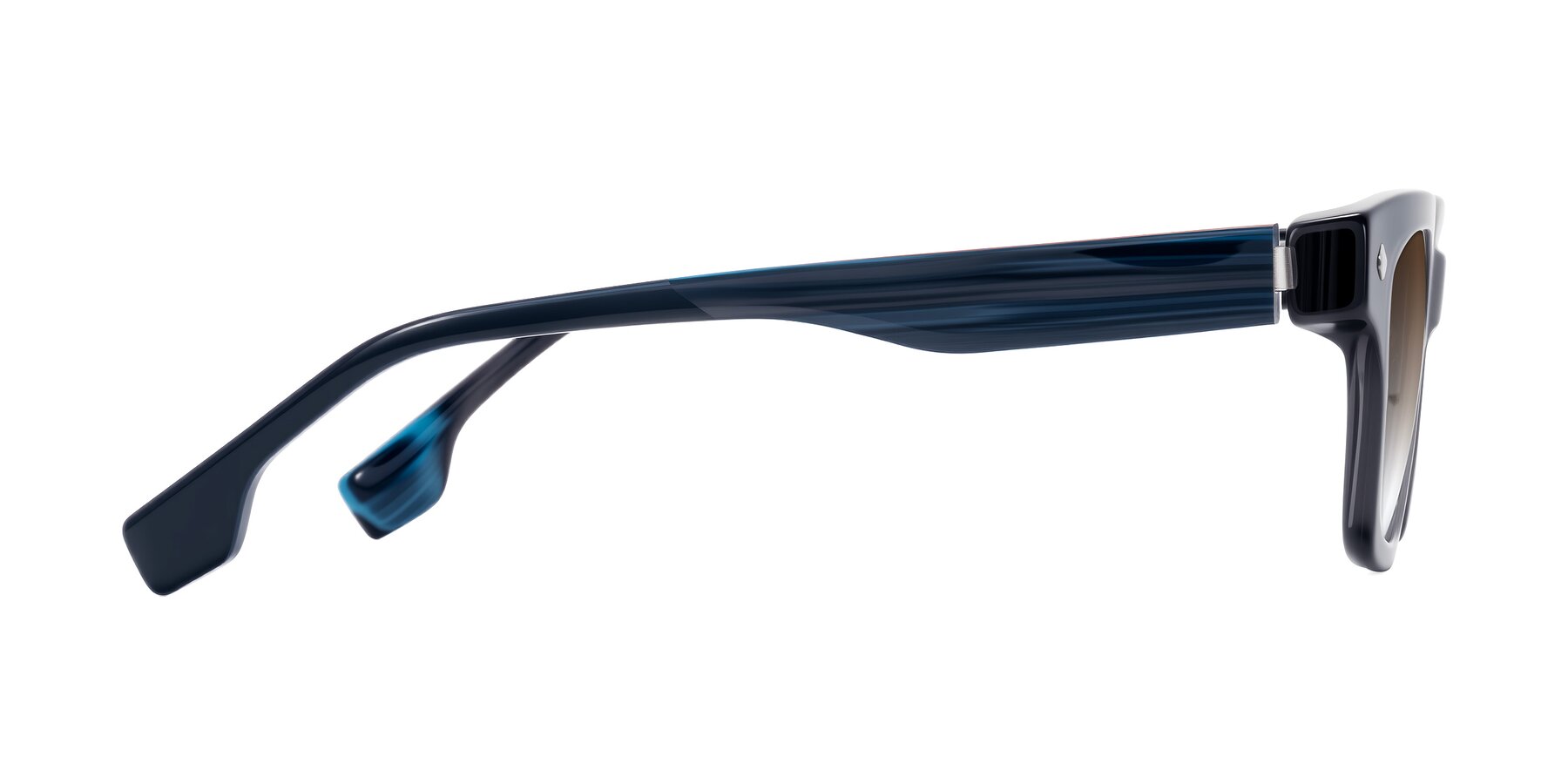 Side of Jensen in Gray/Blue Striped with Brown Gradient Lenses