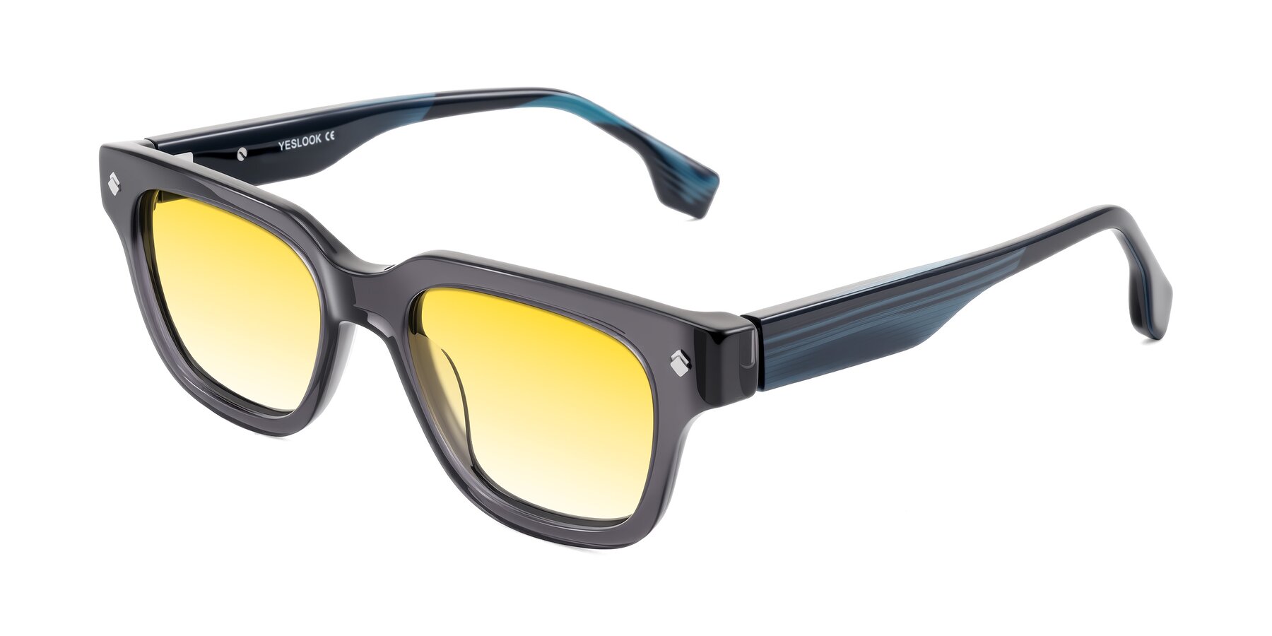 Angle of Jensen in Gray/Blue Striped with Yellow Gradient Lenses