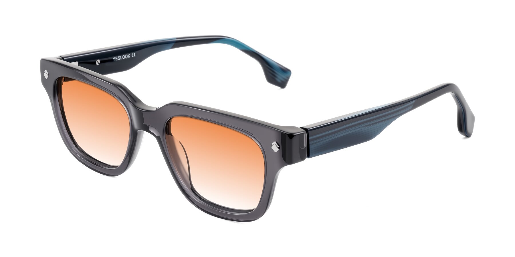 Angle of Jensen in Gray/Blue Striped with Orange Gradient Lenses