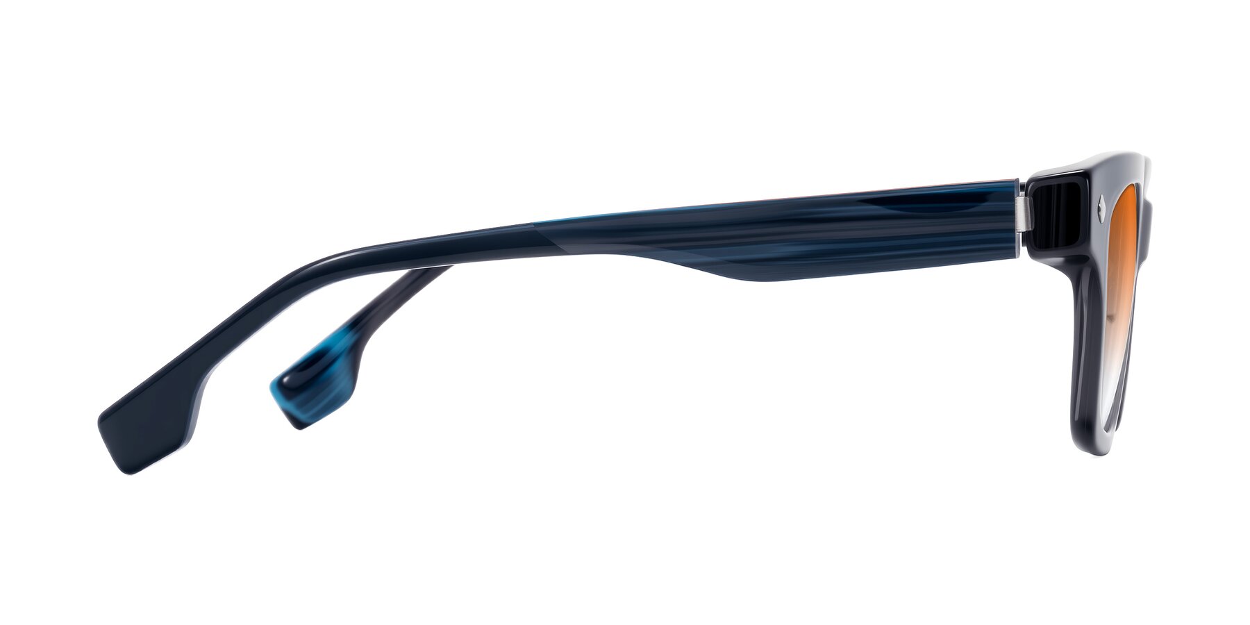 Side of Jensen in Gray/Blue Striped with Orange Gradient Lenses