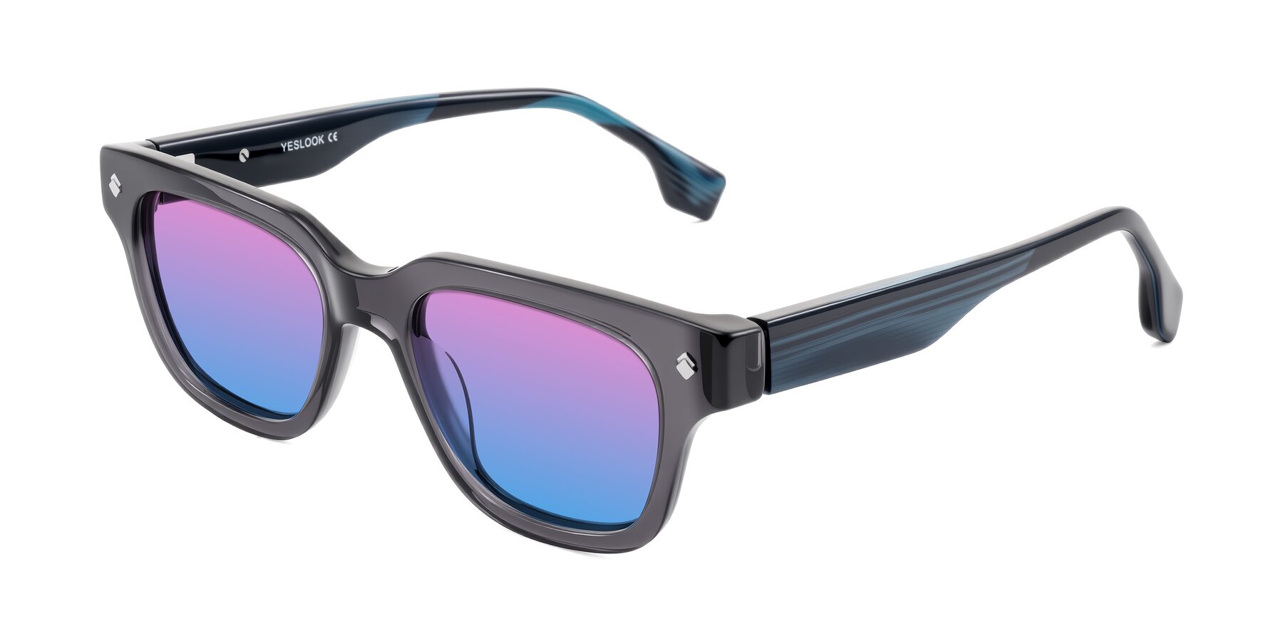 Angle of Jensen in Gray/Blue Striped with Pink / Blue Gradient Lenses