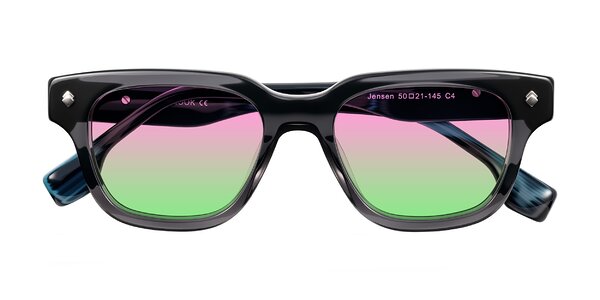 Front of Jensen in Gray/Blue Striped