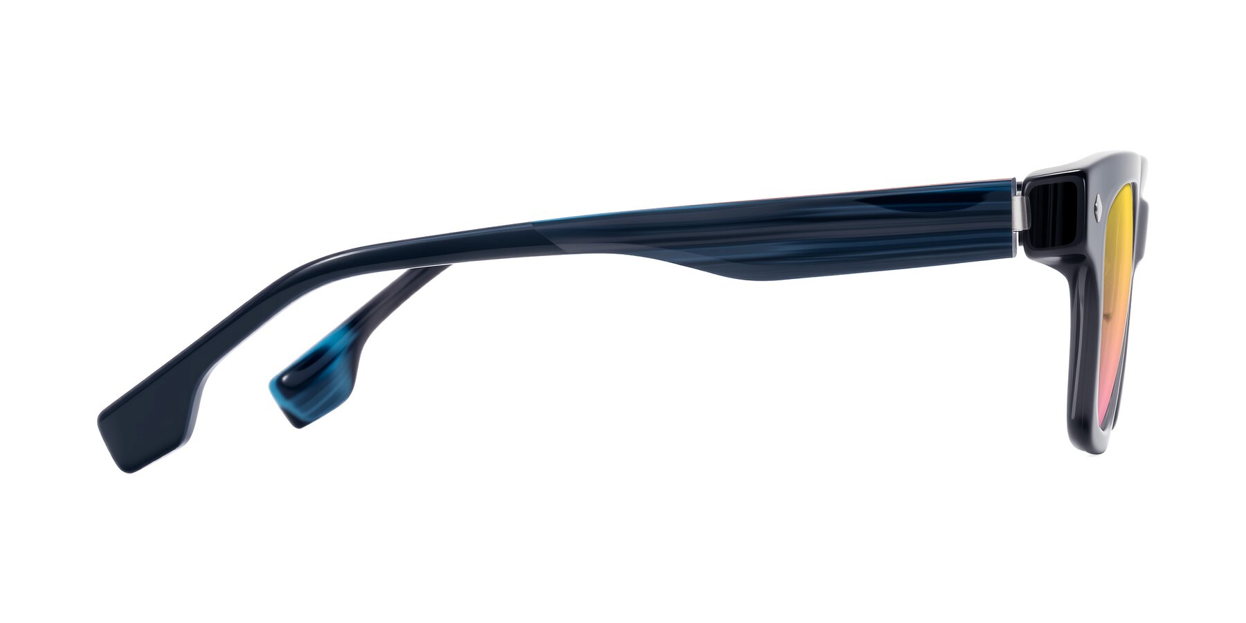 Side of Jensen in Gray/Blue Striped with Yellow / Pink Gradient Lenses