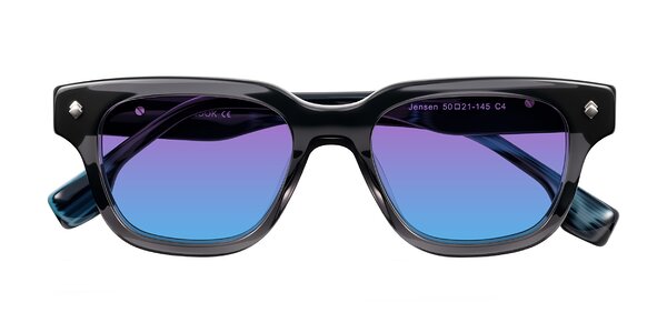 Front of Jensen in Gray/Blue Striped