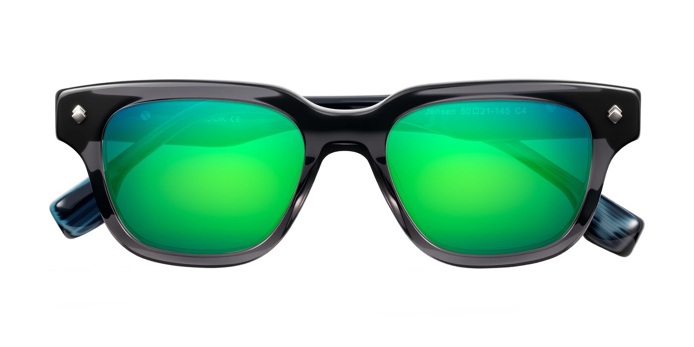 Jensen - Gray/Blue Striped Flash Mirrored Sunglasses