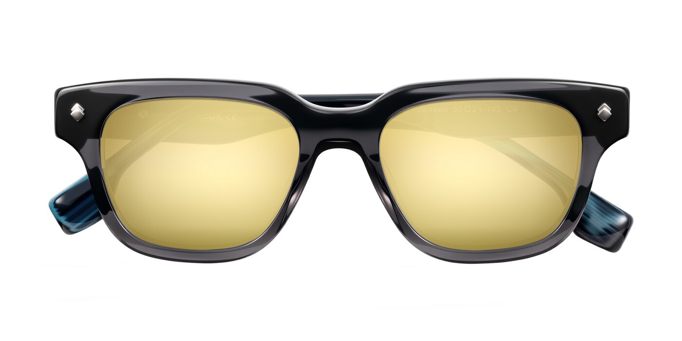 Jensen - Gray/Blue Striped Flash Mirrored Sunglasses