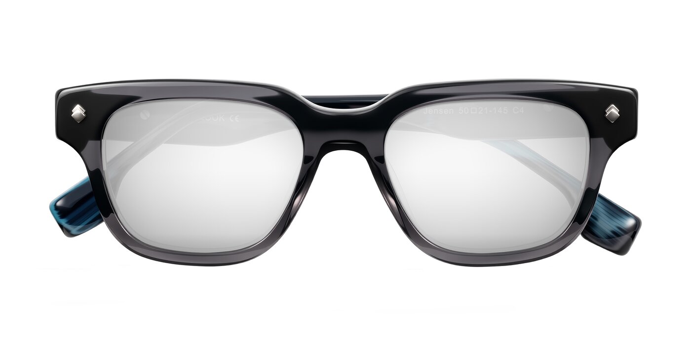 Jensen - Gray/Blue Striped Flash Mirrored Sunglasses