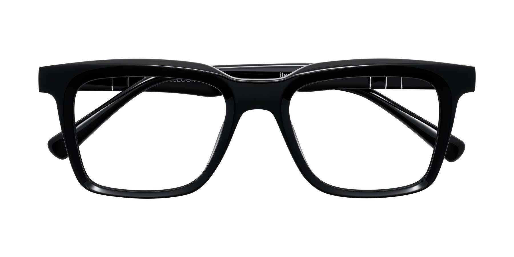 Folded Front of Itasca in Black with Clear Reading Eyeglass Lenses