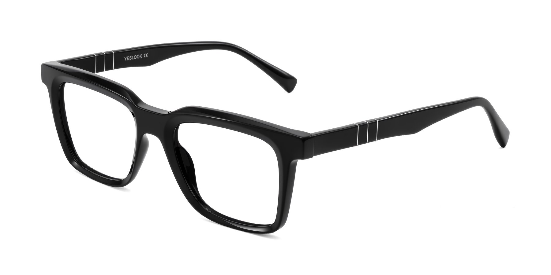 Angle of Itasca in Black with Clear Reading Eyeglass Lenses