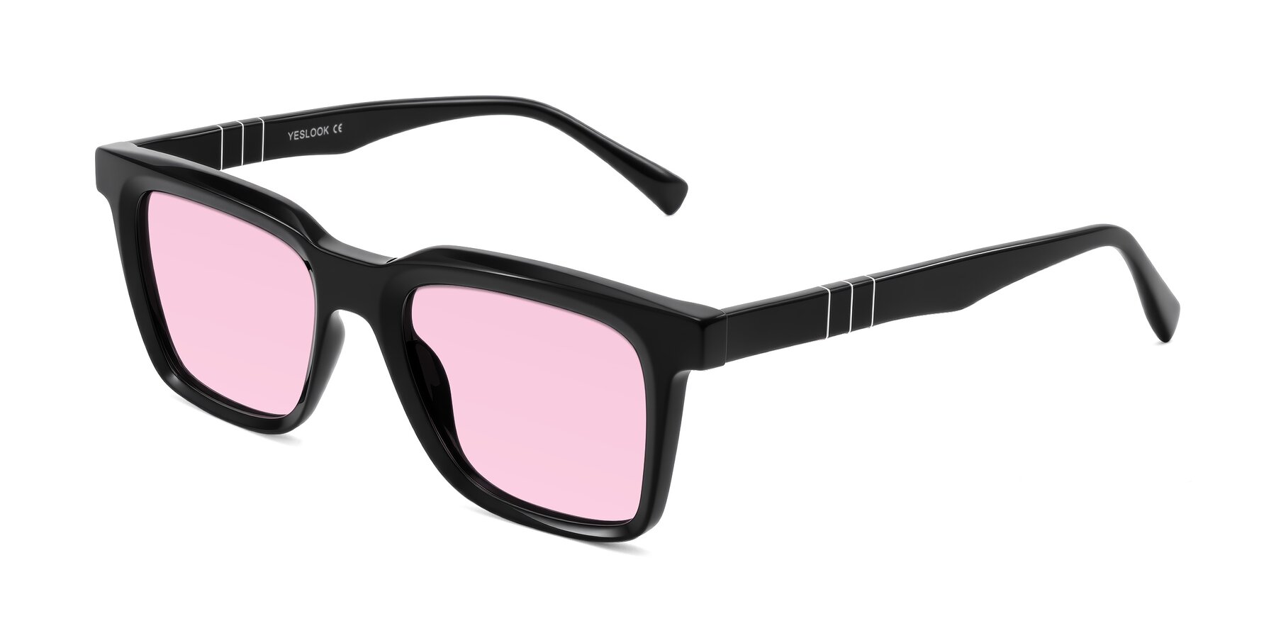 Angle of Itasca in Black with Light Pink Tinted Lenses