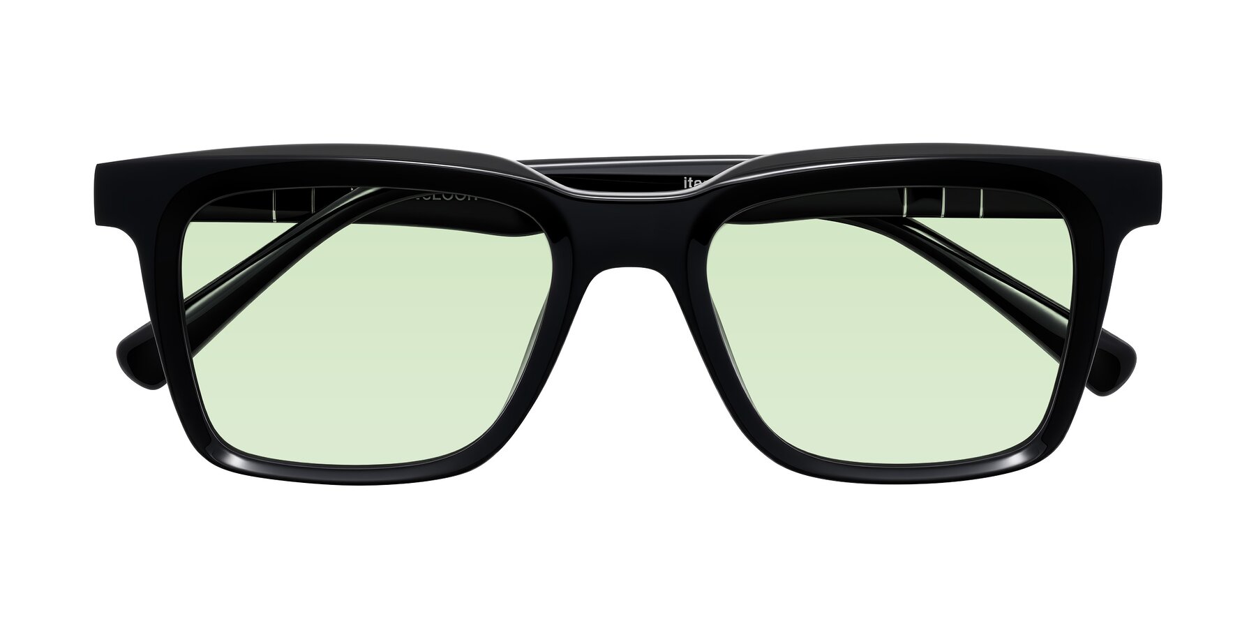 Folded Front of Itasca in Black with Light Green Tinted Lenses