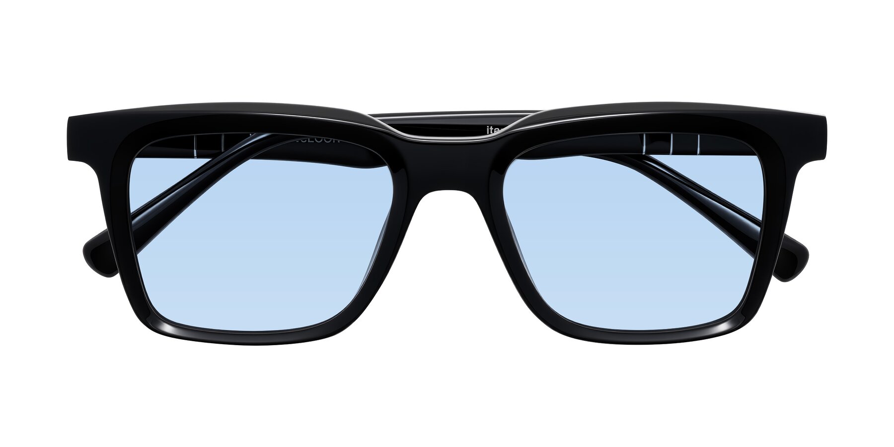 Folded Front of Itasca in Black with Light Blue Tinted Lenses