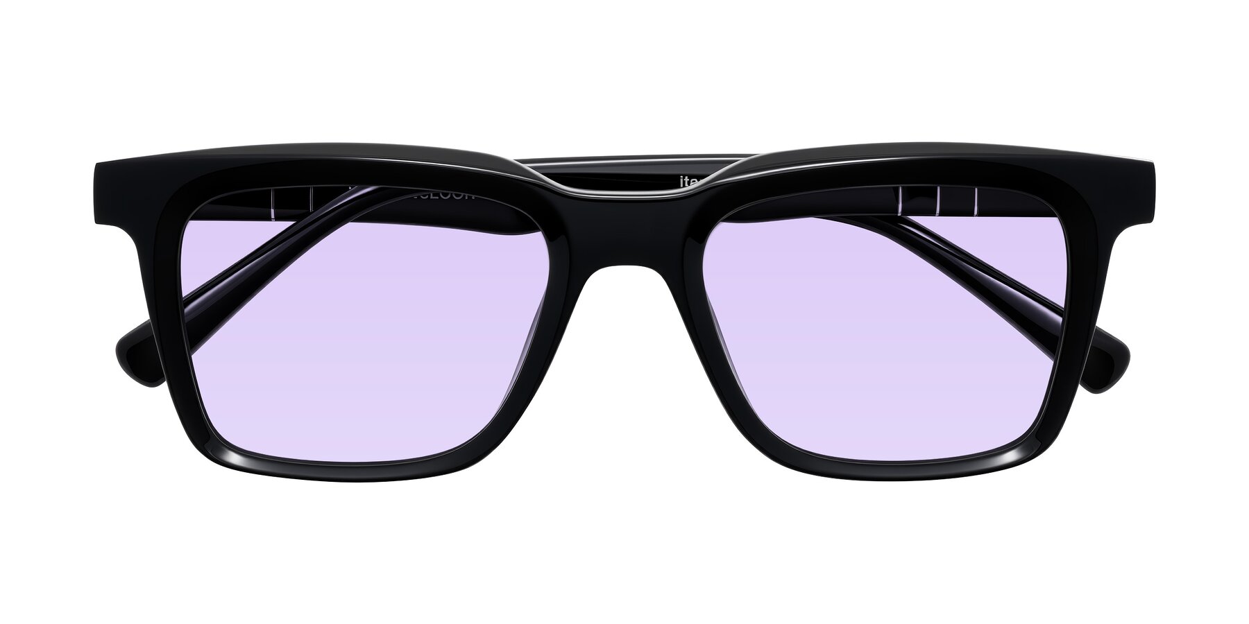 Folded Front of Itasca in Black with Light Purple Tinted Lenses
