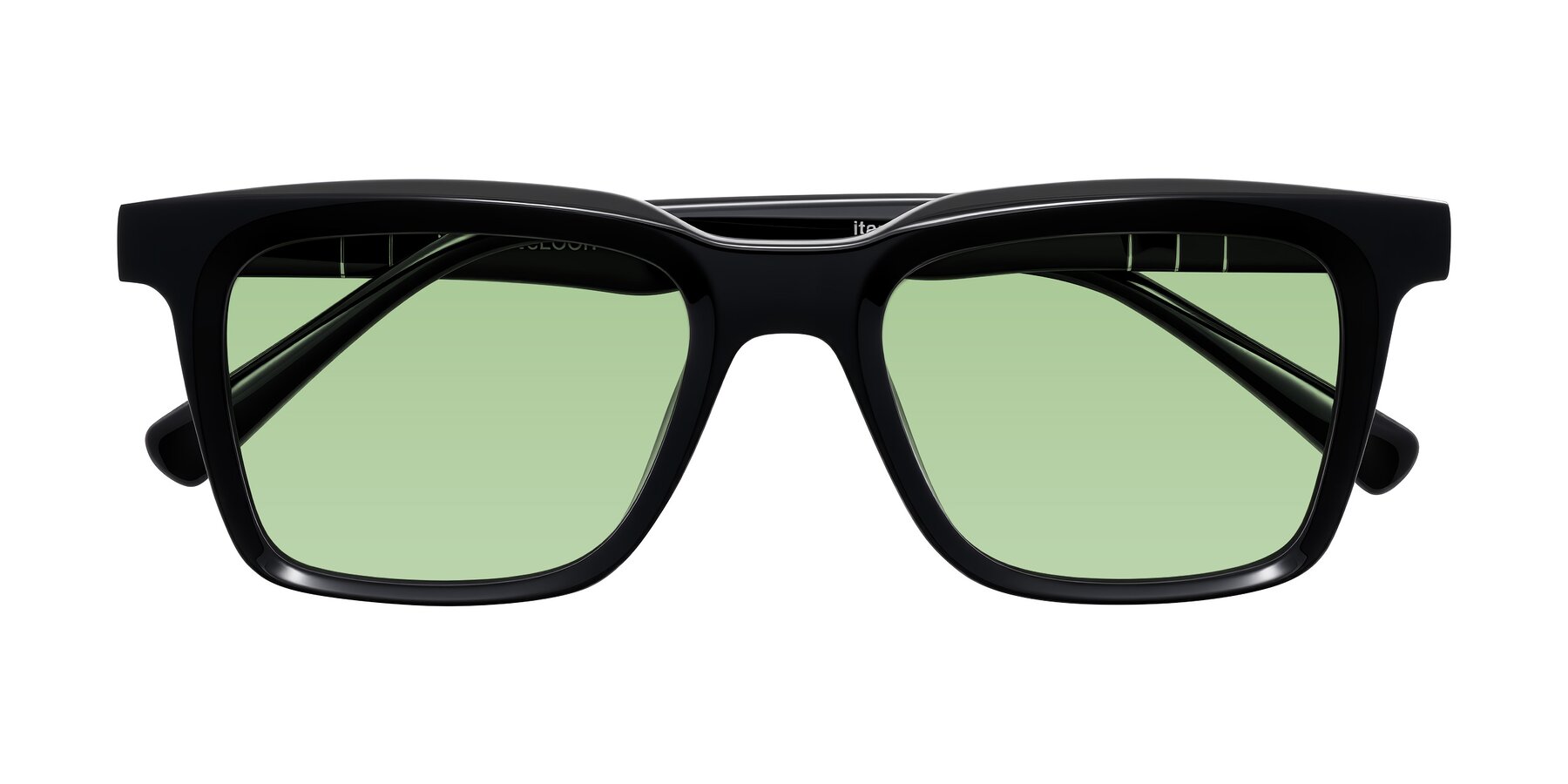 Folded Front of Itasca in Black with Medium Green Tinted Lenses