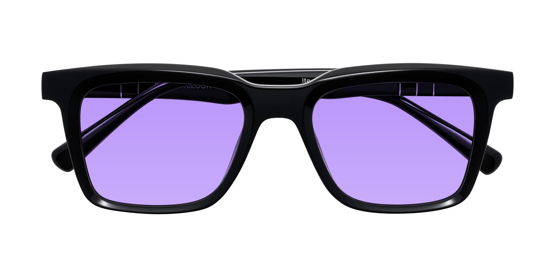 Folded Front of Itasca in Black with Medium Purple Tinted Lenses