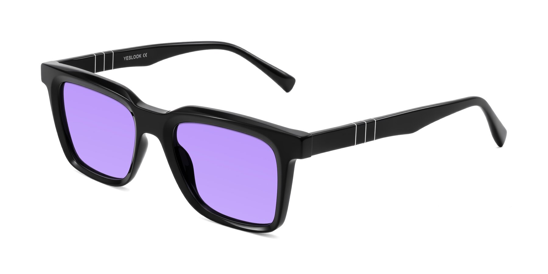 Angle of Itasca in Black with Medium Purple Tinted Lenses