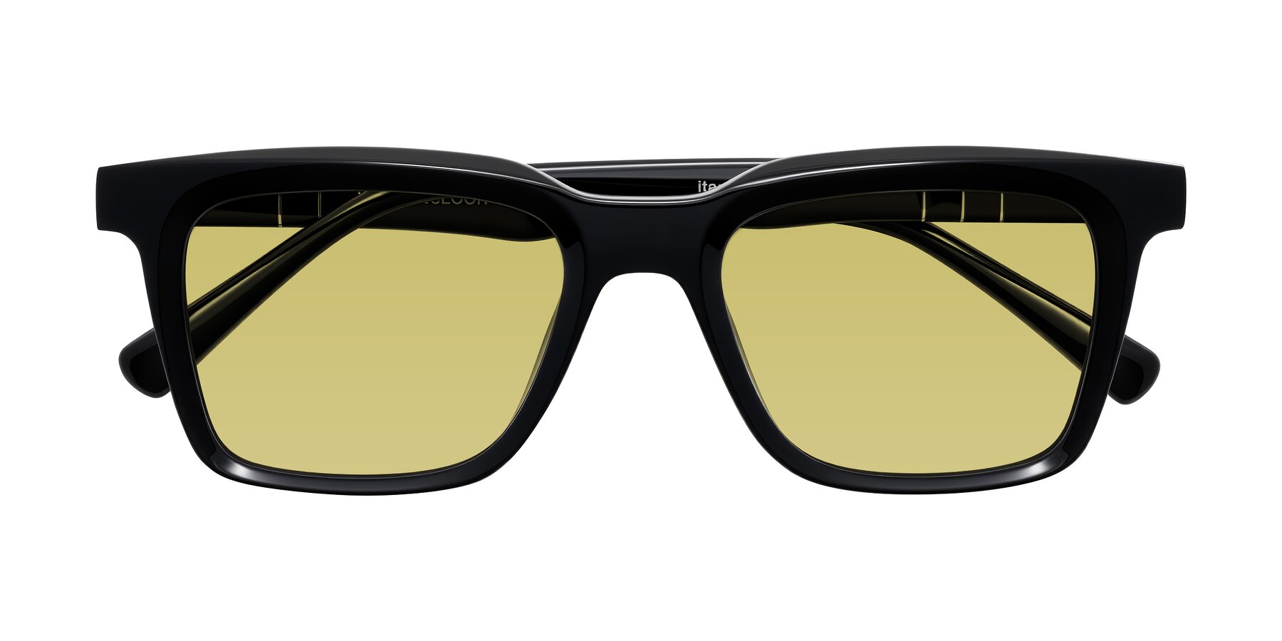 Folded Front of Itasca in Black with Medium Champagne Tinted Lenses