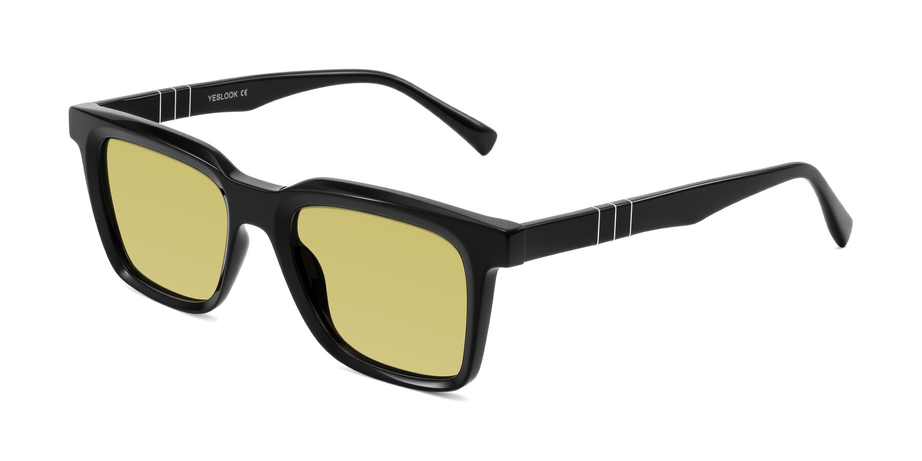 Angle of Itasca in Black with Medium Champagne Tinted Lenses