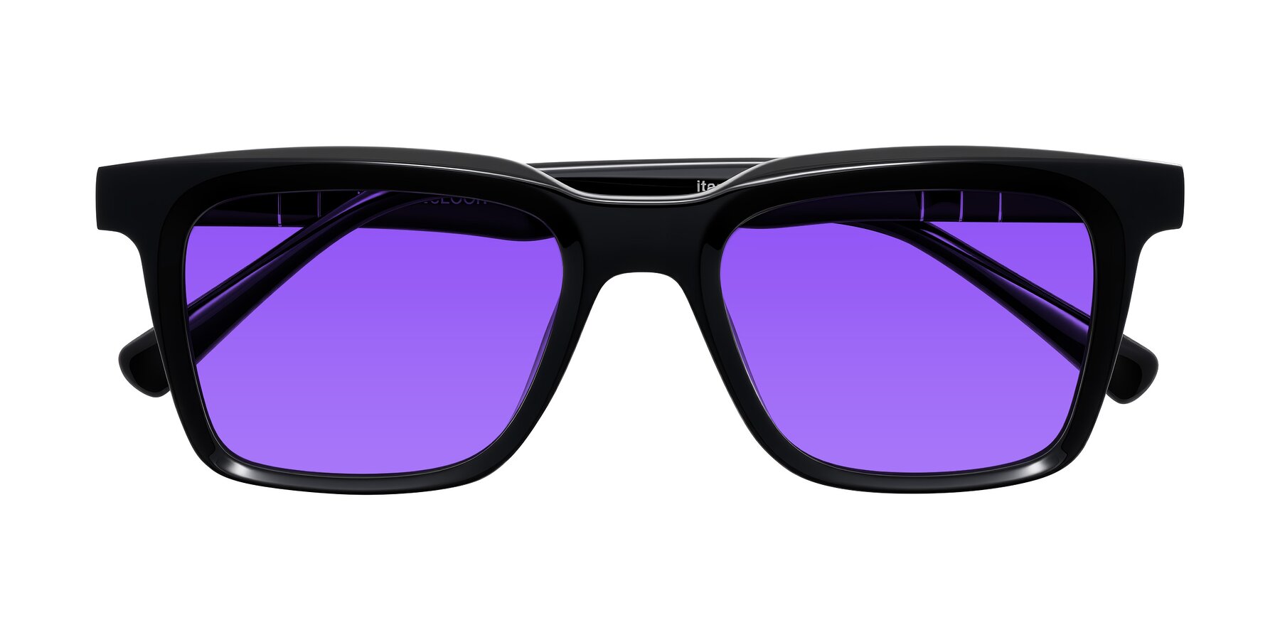 Folded Front of Itasca in Black with Purple Tinted Lenses