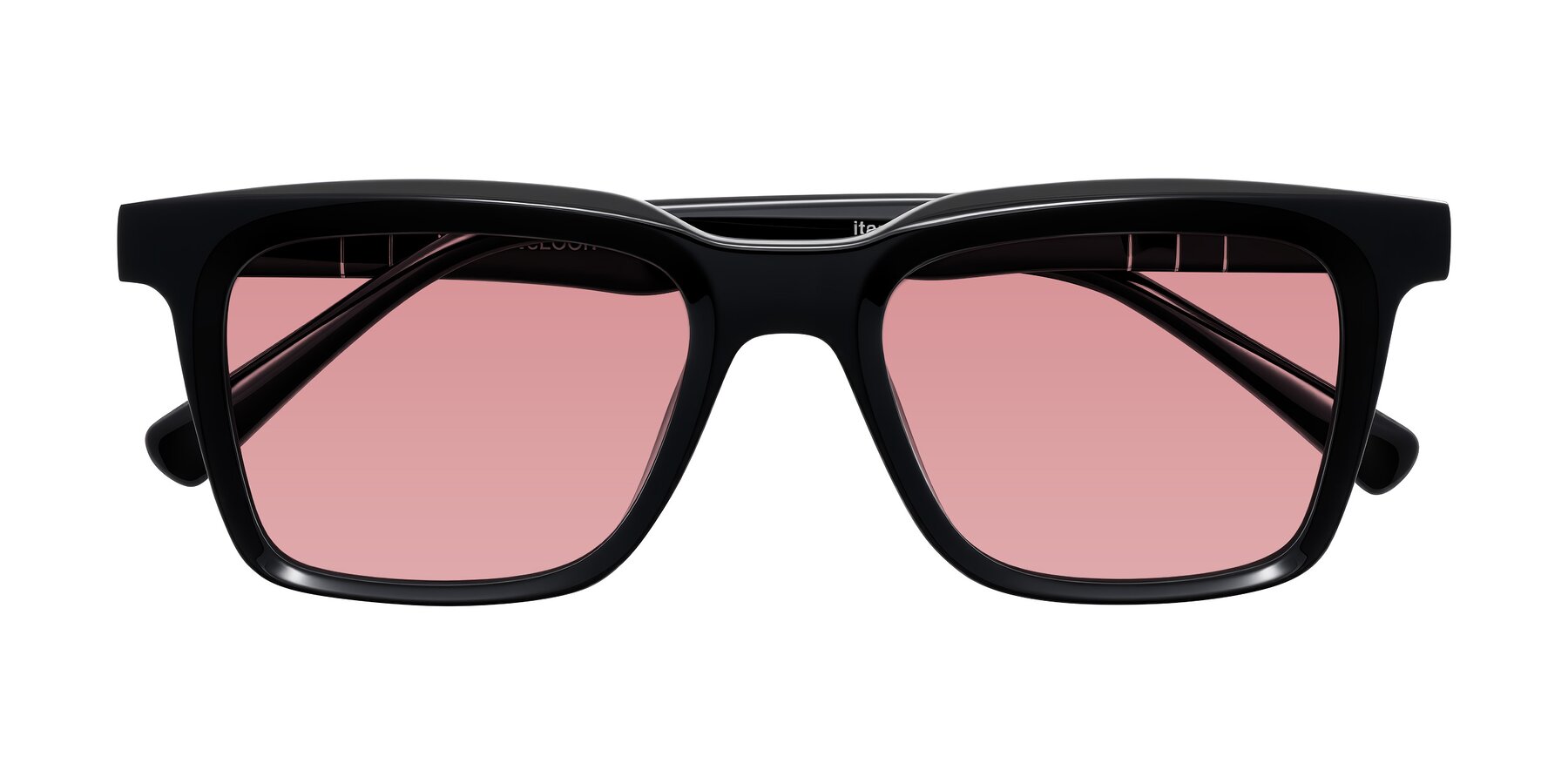 Folded Front of Itasca in Black with Medium Garnet Tinted Lenses