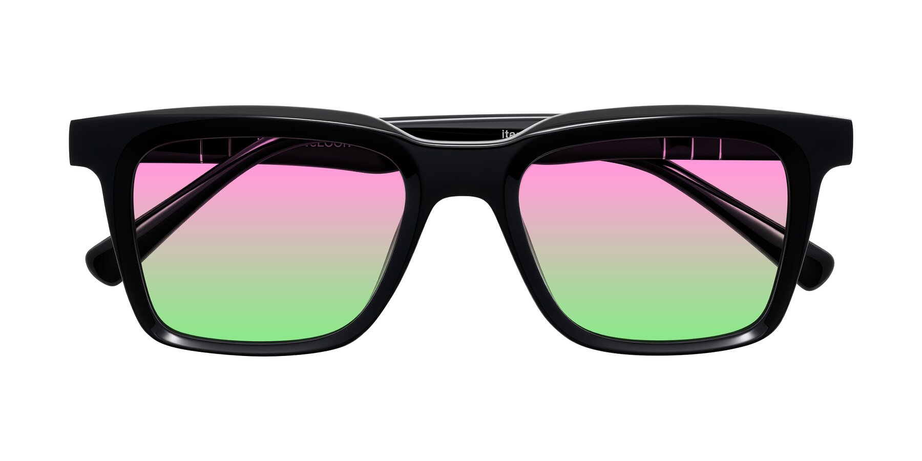 Folded Front of Itasca in Black with Pink / Green Gradient Lenses