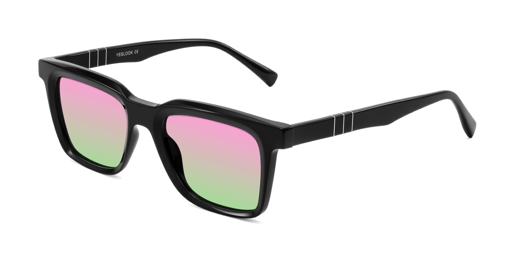 Angle of Itasca in Black with Pink / Green Gradient Lenses